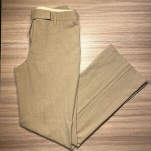 Loft Womens Julie Trouser Dress Pants Size 2 ~ Tan Mid Rise Wide‎ Leg Flat Front